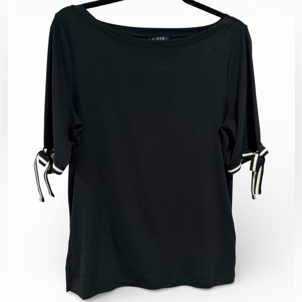 Polo Ralph Lauren Black Top with Striped Accents